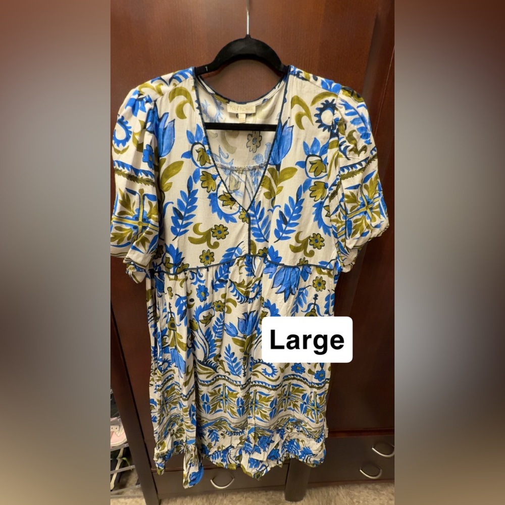 Floral Blue and Green Women's Top